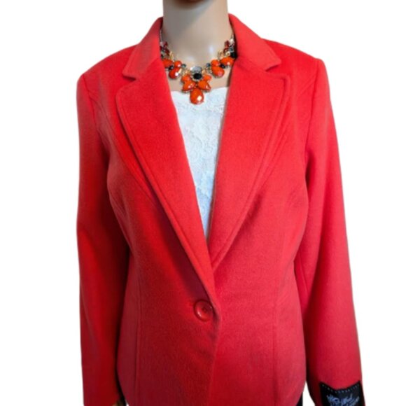 NWT Louben Canada Wool/Cashmere Orange Jacket Size 12 - Picture 6 of 9